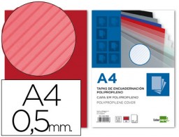 CJ100 tapas encuadernación PP rayado rojo A-4 0,5 mm. Liderpapel